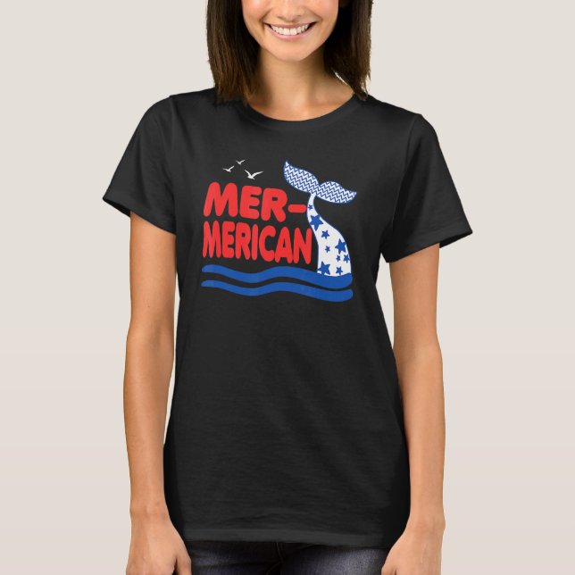 Camiseta Mer Mermaid Americana 4 De Julho (Frente)