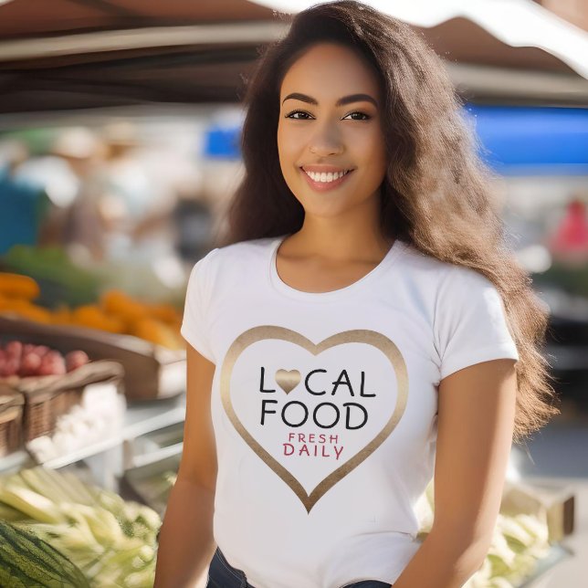 Camiseta Mercado de Fazendeiros de Coração de Bronze de Com (Criador carregado)