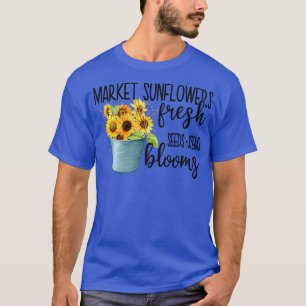 Camiseta mercado de girassóis sementes frescas caule florad