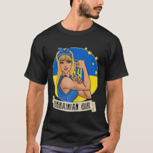 Camiseta Mercadorias de Menina Ucraniana Feminina Bandeira