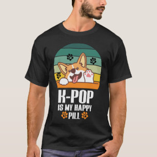 Camiseta Merch Kpop Happy Pill Corgi Dog Pop Corea