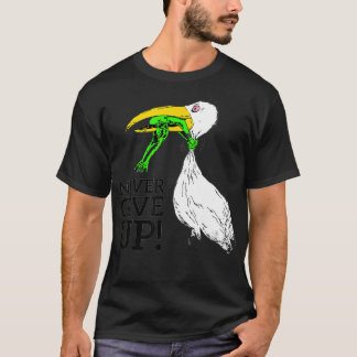 Camiseta Merch nunca desiste da cegonha e sapo Merch