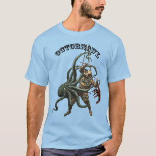 Camiseta Mergulhador Antigo com um Polvo e uma Lagosta URM