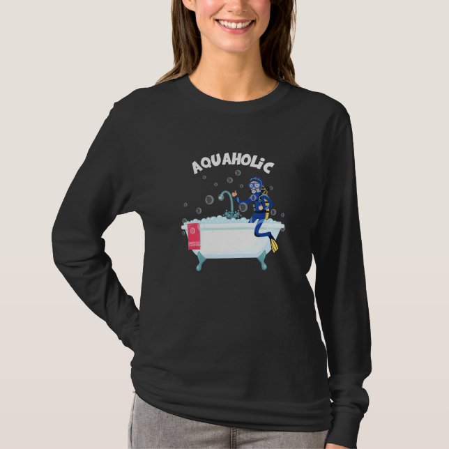 Camiseta Mergulhador Aquaholic Diver Scuba Mergulhando Ocea (Frente)
