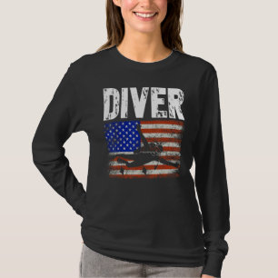 Camiseta Mergulhador Bandeira Americana EUA Mergulho Scuba