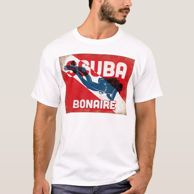 Camiseta Mergulhador Bonaire Scuba - Verso Azul (Frente)