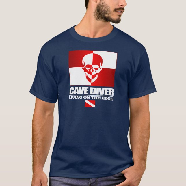 Camiseta Mergulhador Caverna - Vivendo Na Roupa De Borda (Frente)