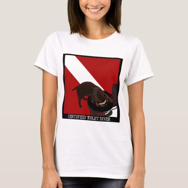 Camiseta Mergulhador certificado do toalete (Frente)