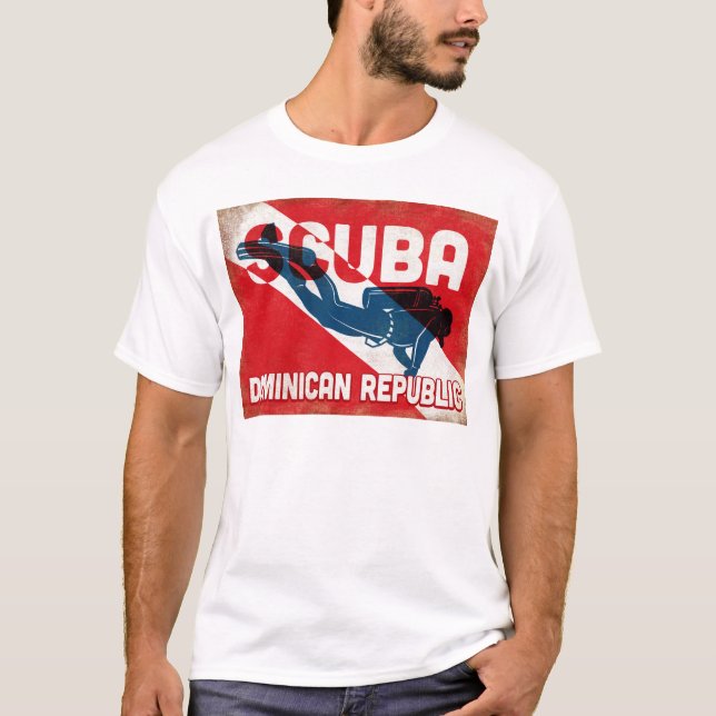 Camiseta Mergulhador da República Dominicana - Verso Azul (Frente)
