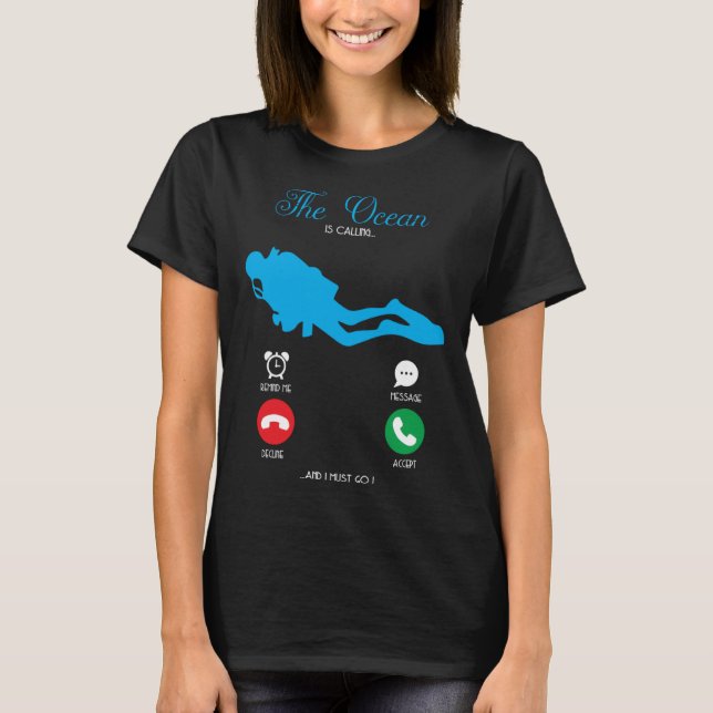 Camiseta Mergulhador de Chamadas Móveis do Oceano Ruft (Frente)
