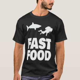 Camiseta Mergulhador de Fast Food Tubarão Mergulho Mergulha