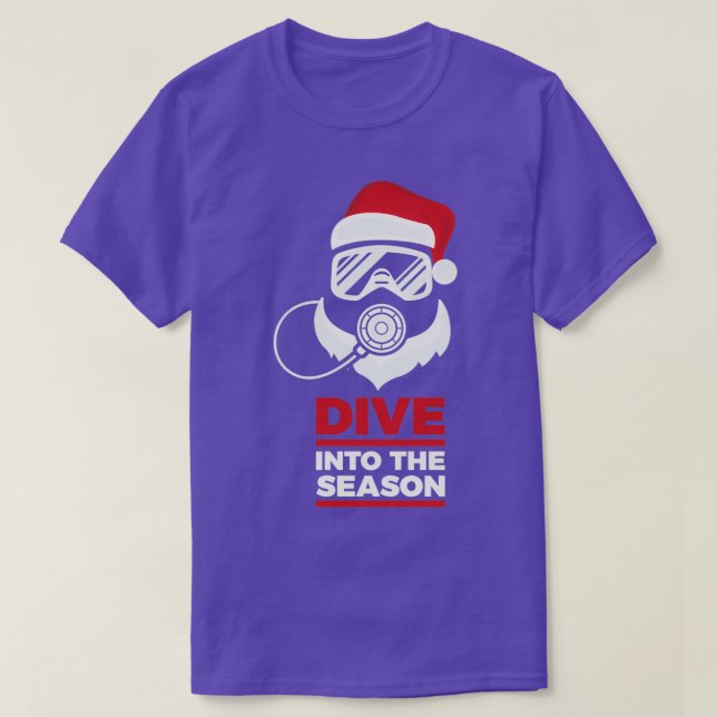 Camiseta Mergulhador De Natal Scuba Dava QuotDive No Seaso (Frente do Design)