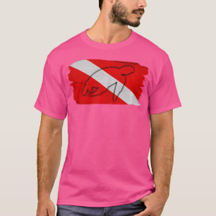 Camiseta Mergulhador Descendo Pavilhão de Diver Sea Turtle