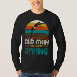 Camiseta Mergulhador Engraçado Homem Velho do Trampolim que