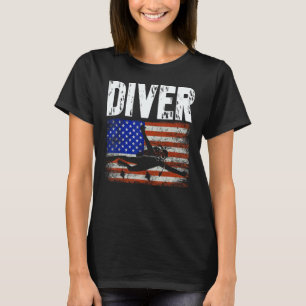 Camiseta Mergulhador Incrível Mergulho com Bandeira America