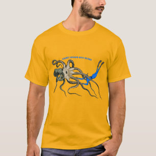 Camiseta Mergulhador Livre olhando sobre um URM de polvo gi