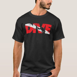 Camiseta Mergulhador Mergulhador Descendo Oceano de Mergulh