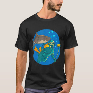 Camiseta Mergulhador Scuba Com Selfie Stick E Excelente Whi