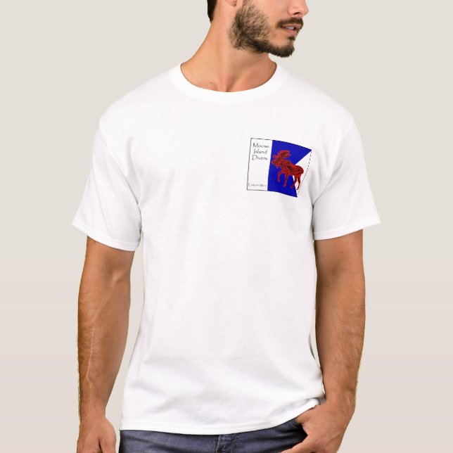Camiseta Mergulhadores da ilha dos alces - bandeira alfa (Frente)