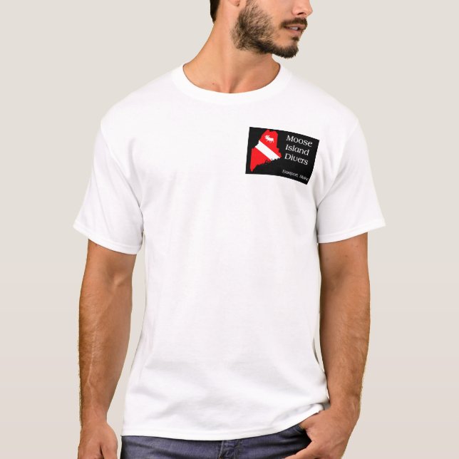 Camiseta Mergulhadores da ilha dos alces - Eastport, Maine (Frente)