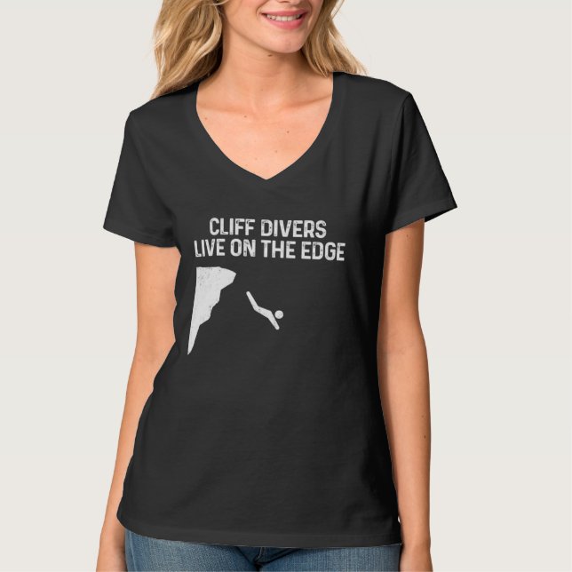 Camiseta Mergulhadores de Penhasco Vivem na Borda Saltando  (Frente)