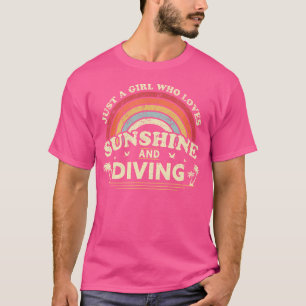 Camiseta Mergulhar Uma Garota Que Ama O Sol E Mergulhar