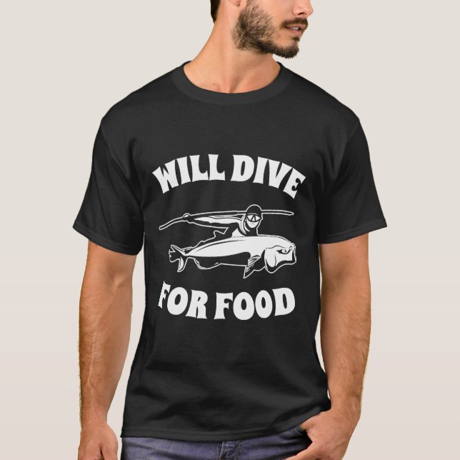 Camiseta Mergulhará Comida Peixes De Lança (Frente)