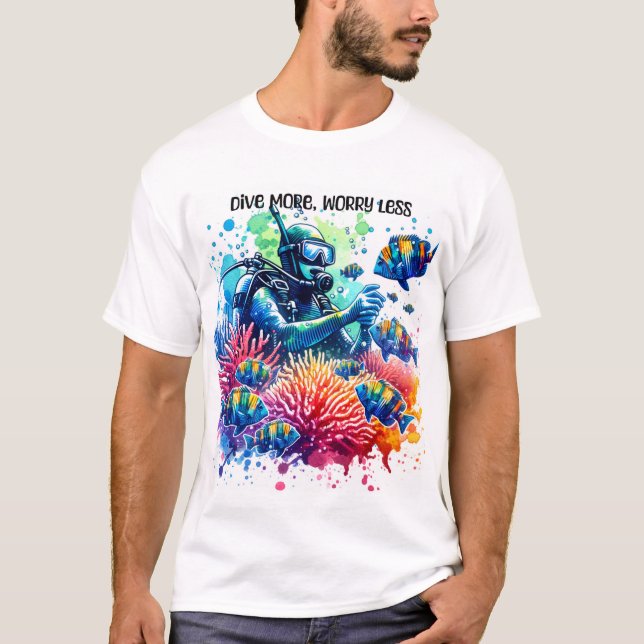 Camiseta Mergulhe mais, preocupe menos (Frente)