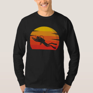Camiseta Mergulho ao Pôr do Sol Mergulhador Scuba Vintage M