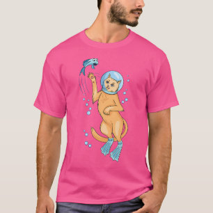 Camiseta Mergulho De Gato Com Peixe I Mergulho Profundo Em