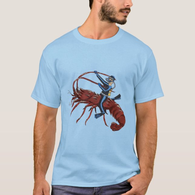 Camiseta Mergulho de lagosta com mergulhador (Frente)