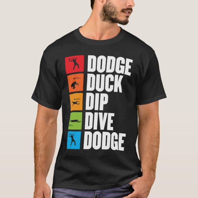 Camiseta mergulho de pata-pata para um jogador de bola-dodg (Frente)