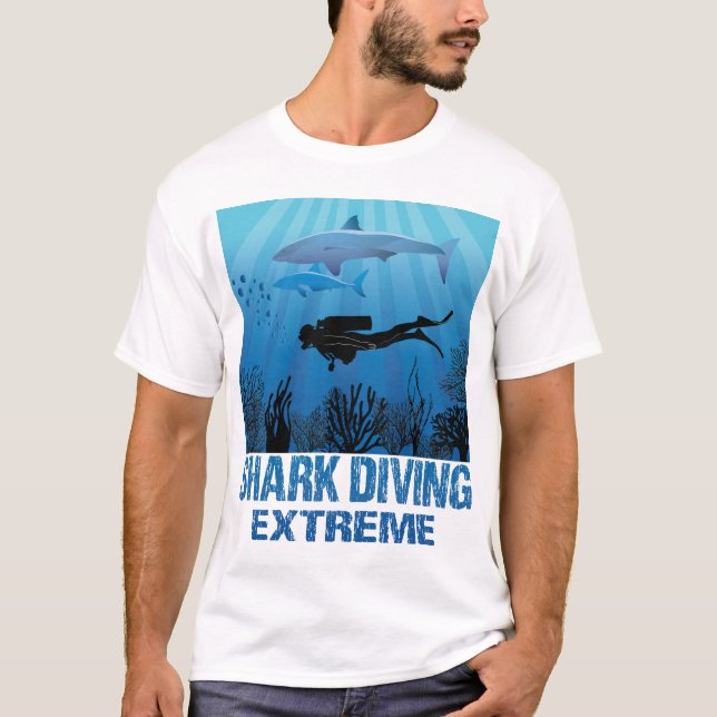 Camiseta Mergulho de tubarão mergulhador extremo (Frente)