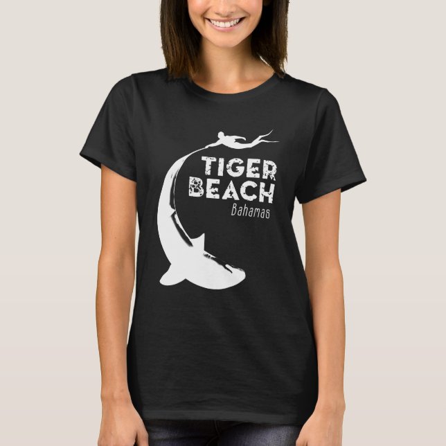 Camiseta Mergulho de tubarão na praia de Tiger (Frente)