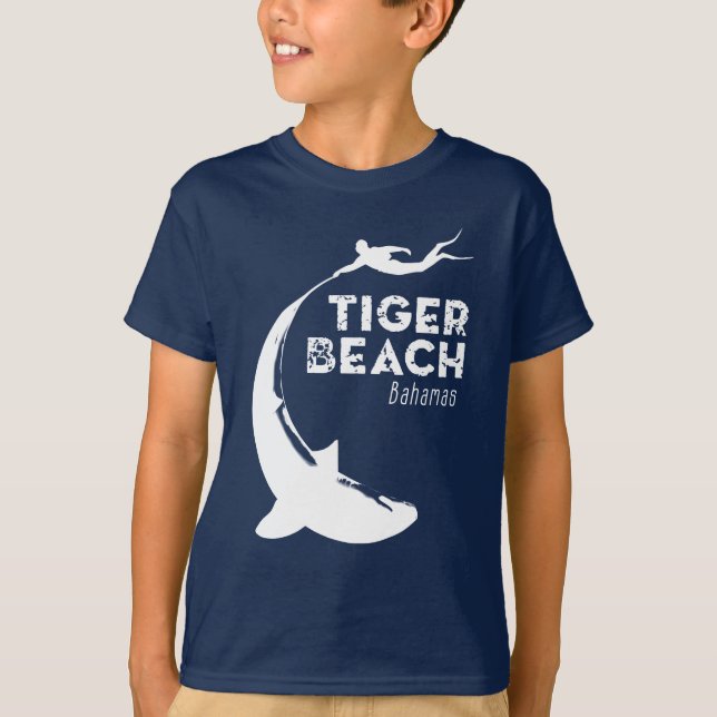 Camiseta Mergulho de tubarão na praia de Tiger (Frente)