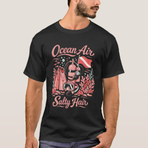 Camiseta Mergulho Diver Oceano Ar Cabelo Salgado