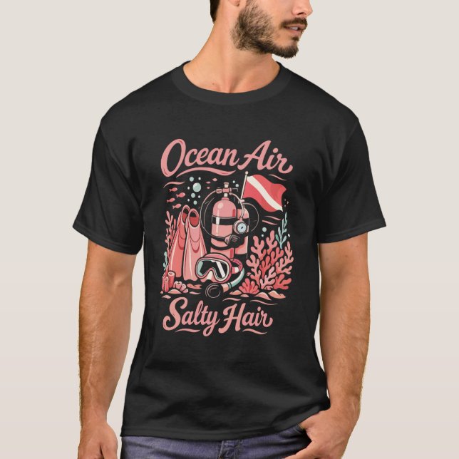 Camiseta Mergulho Diver Oceano Ar Cabelo Salgado (Frente)