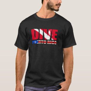 Camiseta Mergulho em Porto Rico Bandeira PR Design de Mergu