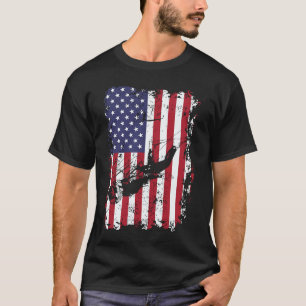 Camiseta Mergulho EUA Bandeira Mergulhador Mergulho Livre