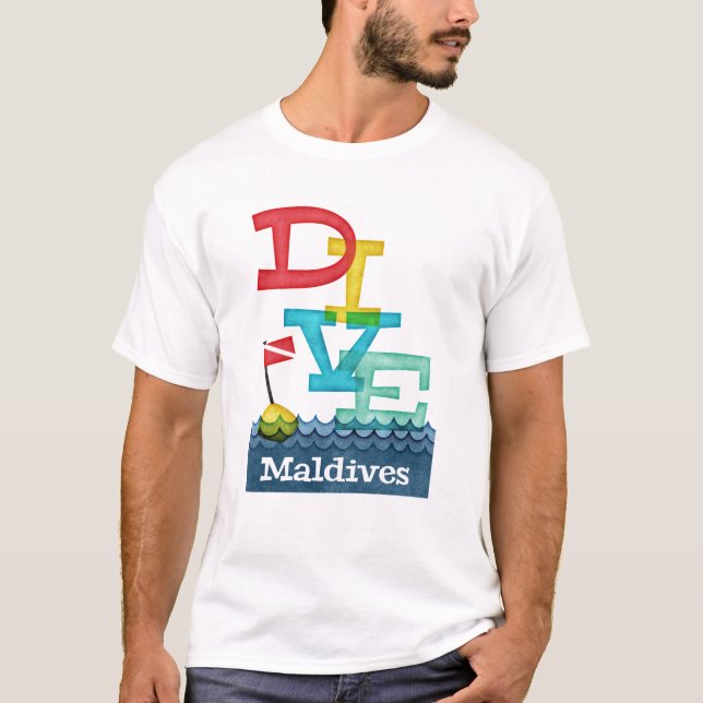 Camiseta Mergulho nas Maldivas - Scuba Colorida (Frente)