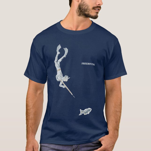 Camiseta Mergulho no Mergulhador de Pescar com Peixe (Frente)