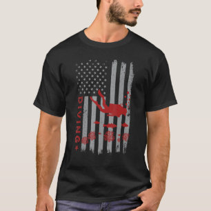 Camiseta Mergulho nos EUA Bandeira Americana Mergulhador Ho