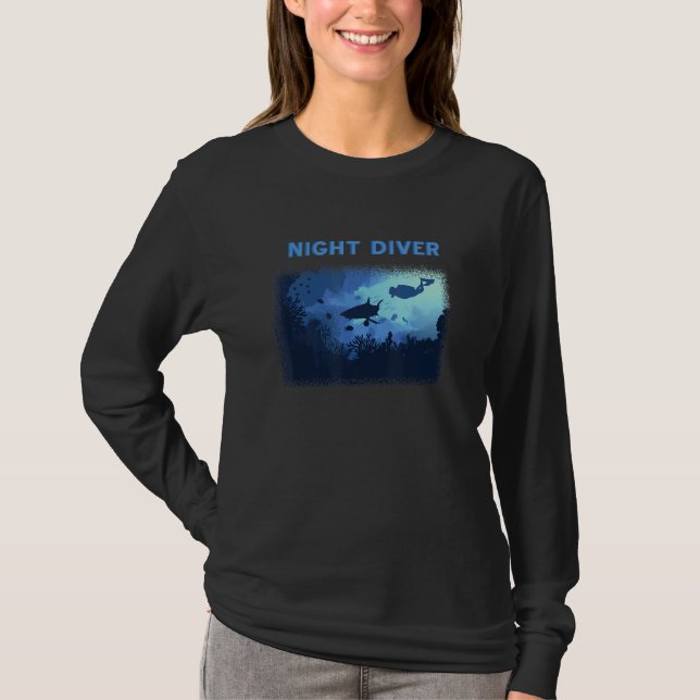 Camiseta Mergulho Noturno Scuba Mergulhando Submarino Snork (Frente)