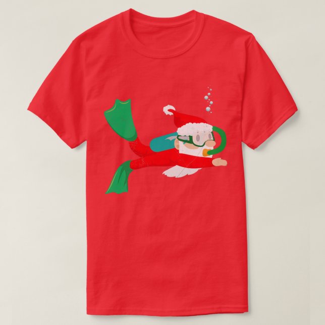 Camiseta Mergulho Santa Claus Scuba Mergulho Presente de Na (Frente do Design)