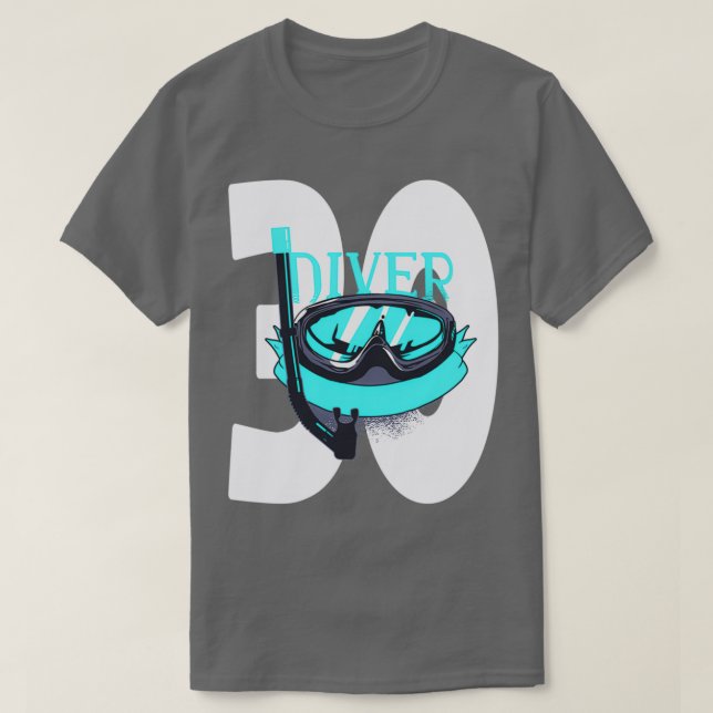Camiseta Mergulho Scuba aniversário de 30 anos Diver 30 Ano (Frente do Design)