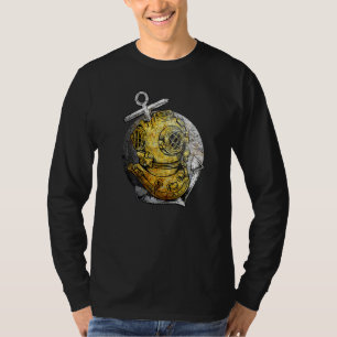 Camiseta Mergulho Scuba Diver do Capacete Vintage
