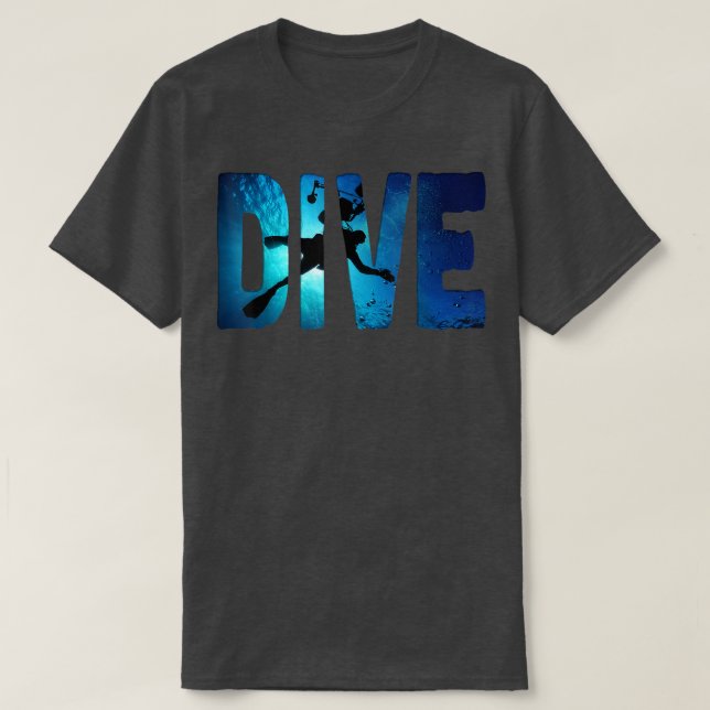 Camiseta Mergulho Scuba Divers Sombra Natação Profunda azul (Frente do Design)