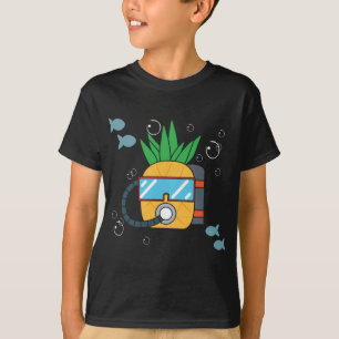 Camiseta Mergulho Scuba Fruta ananás mergulhador Aquático