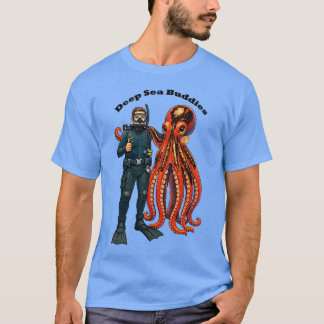 Camiseta Mergulho SCUBA mergulhador posando com um polvo gi