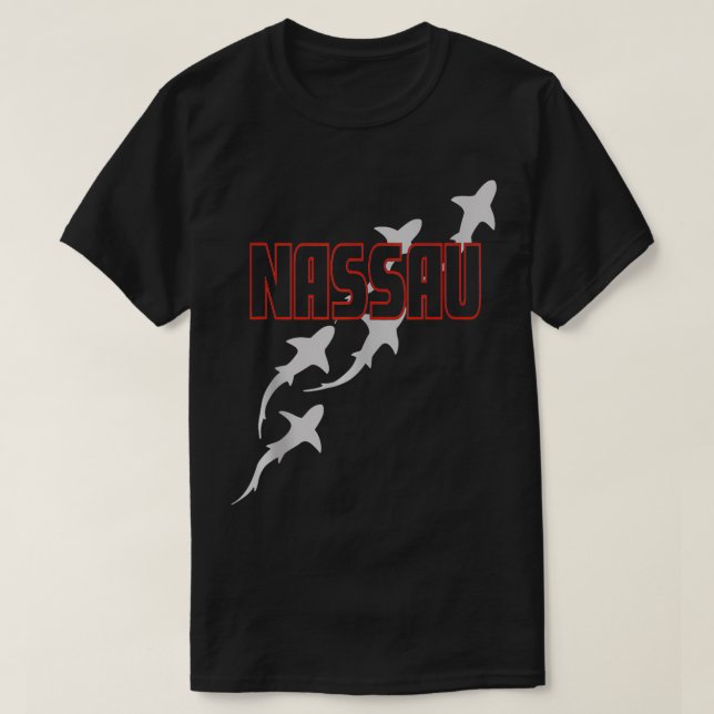 Camiseta Mergulho Scuba Nassau com tubarões em Nassau (Frente do Design)